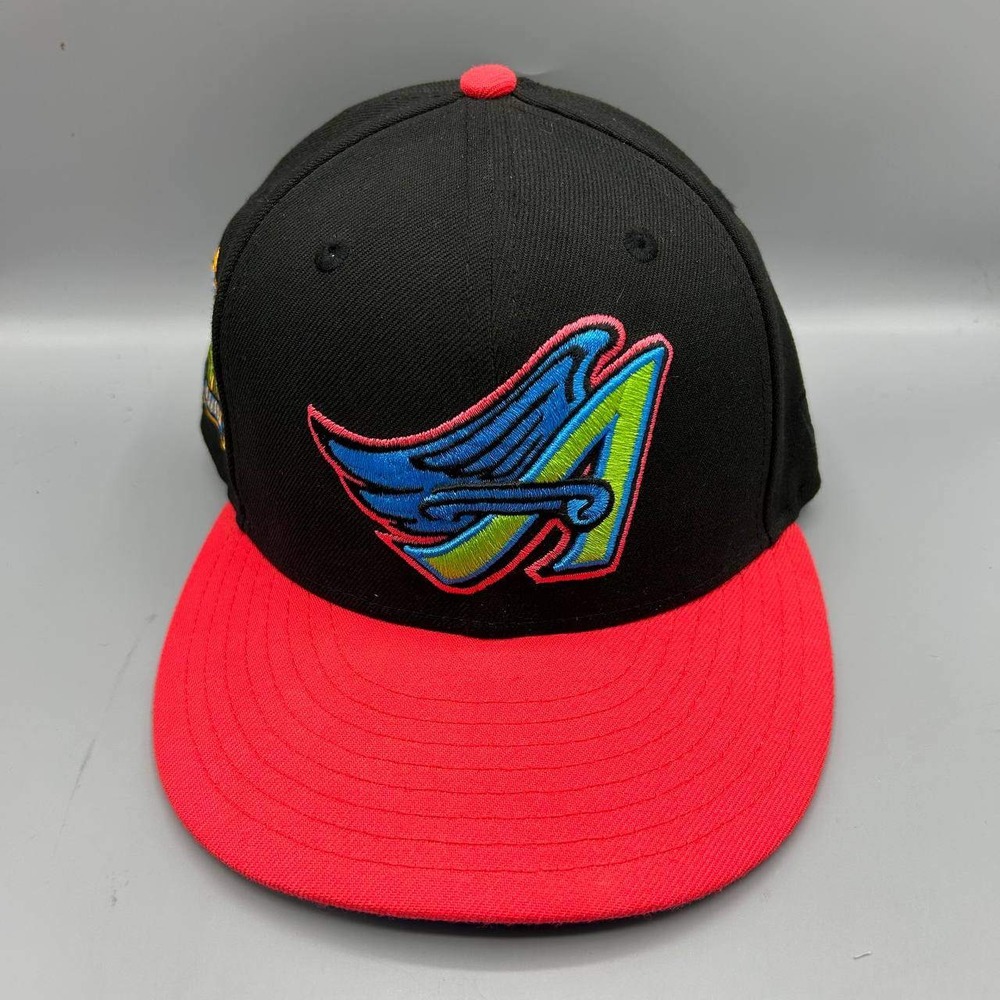 Los Angeles LA Angels MLB Hat Men 7 Black Red 59Fifty New Era Fitted Cap